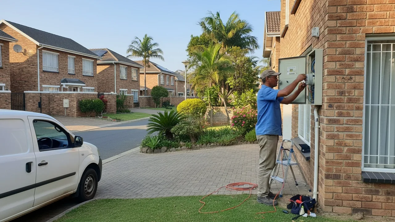 Electrician upgrading an old DB board in an established freestanding Durban North home