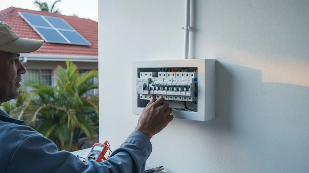 Durban electrician at work on a DB board