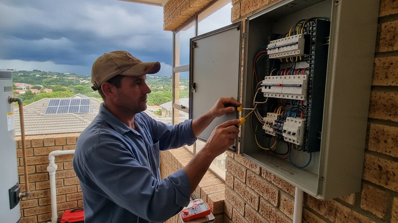 Durban electrician at work on a DB board